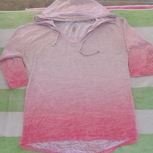 Sonoma Pink/White 1/2 sleeve hoodied shirt